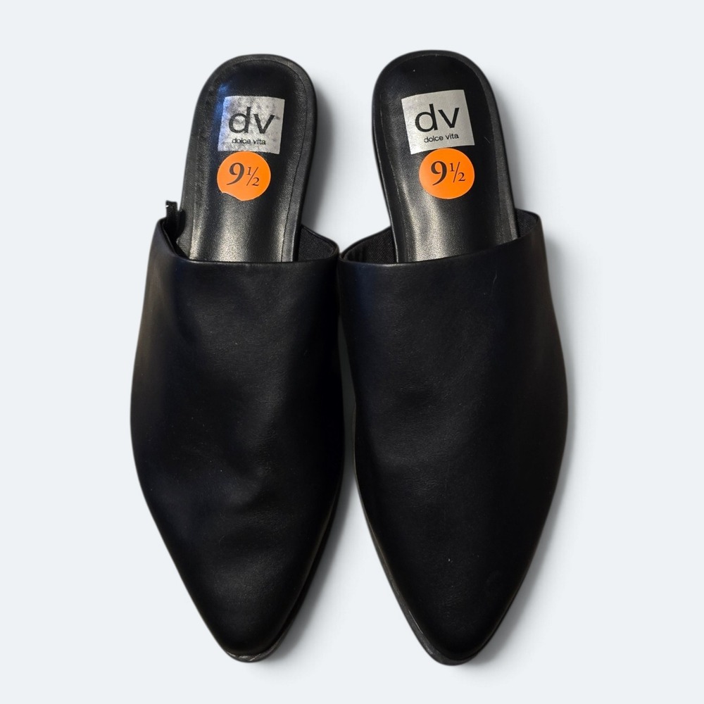 Dolce Vita Womens Size 9.5 Black Pointed Toe Mules Slides Flats